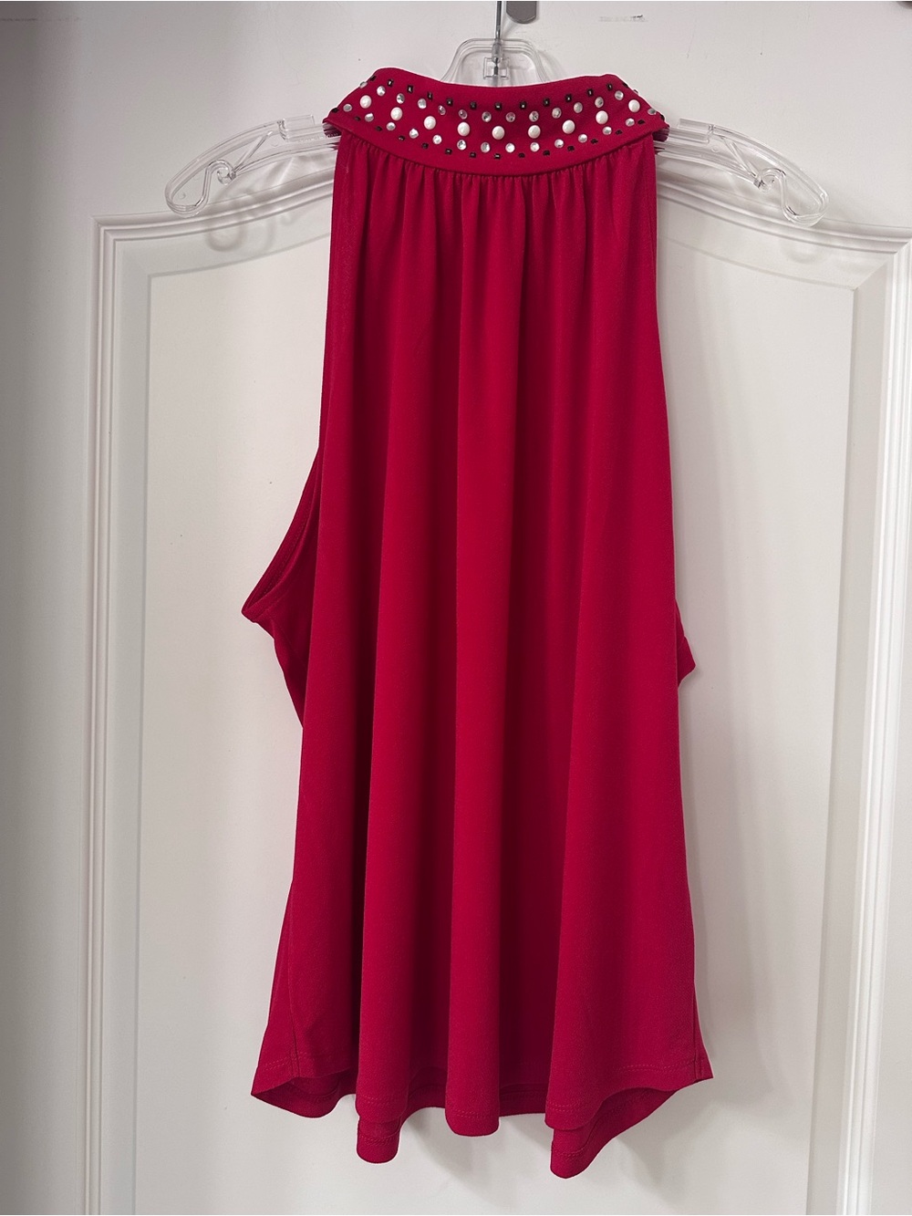 New York & Company Red Embellished Halter Top
